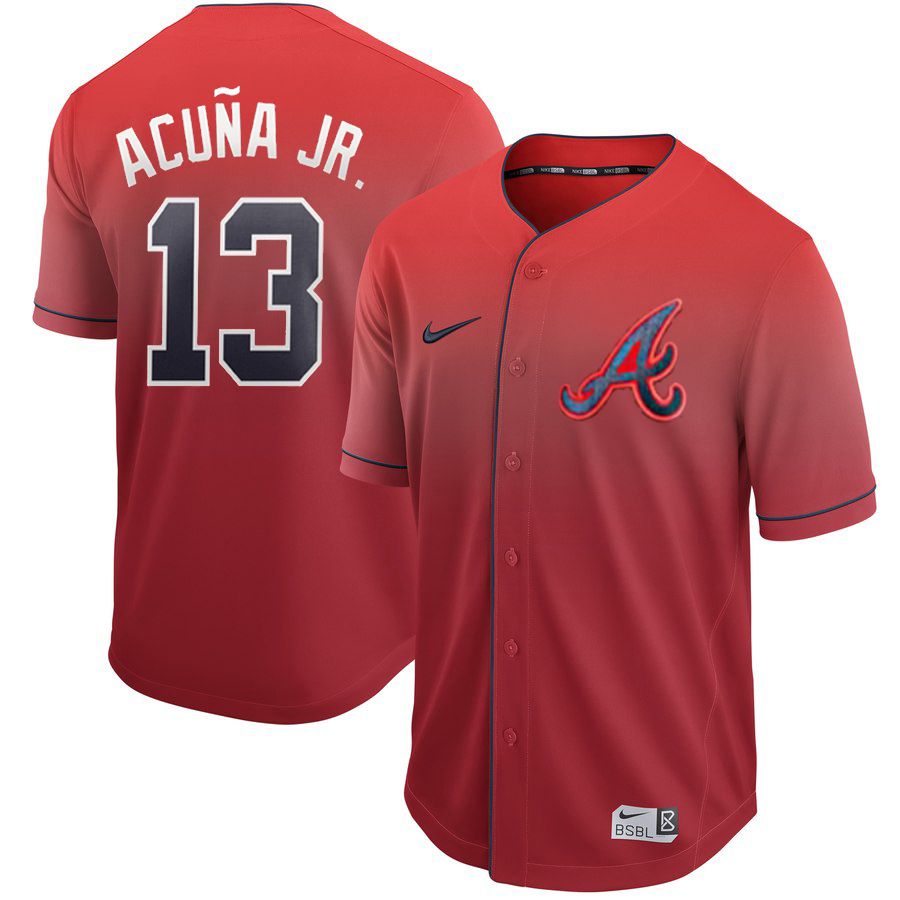 Men Atlanta Braves #13 Acuna jr Red Nike Fade MLB Jersey->seattle mariners->MLB Jersey